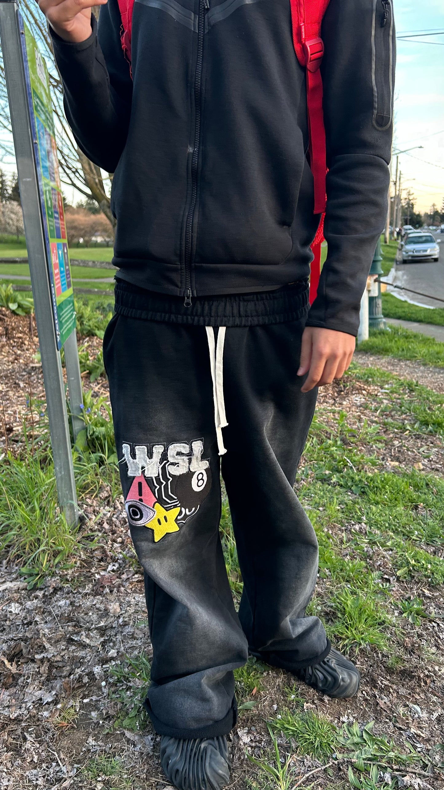 Patchwork Acid Wash Sweats